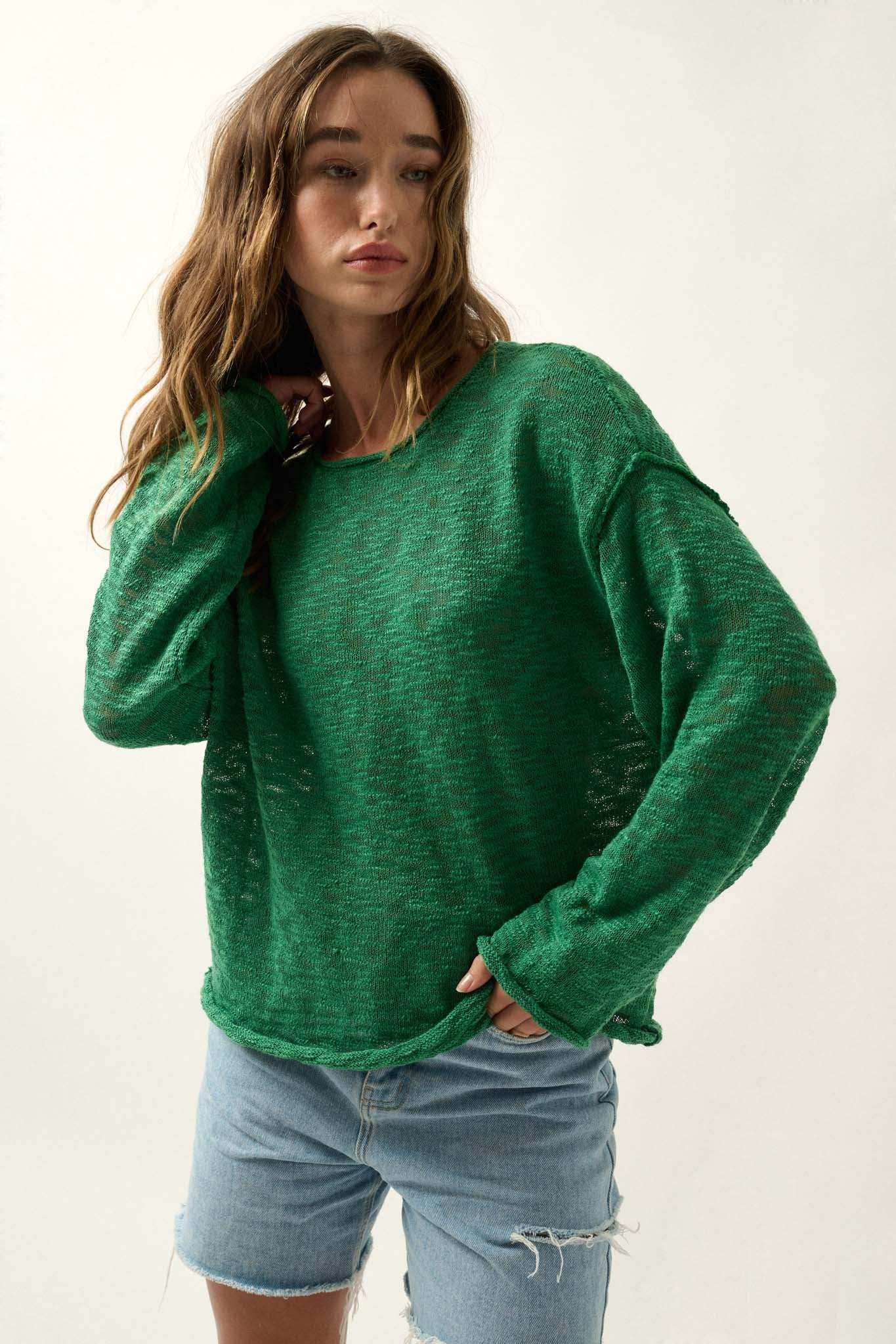 All the Feels Burnout Knit Roll-Neck Sweater