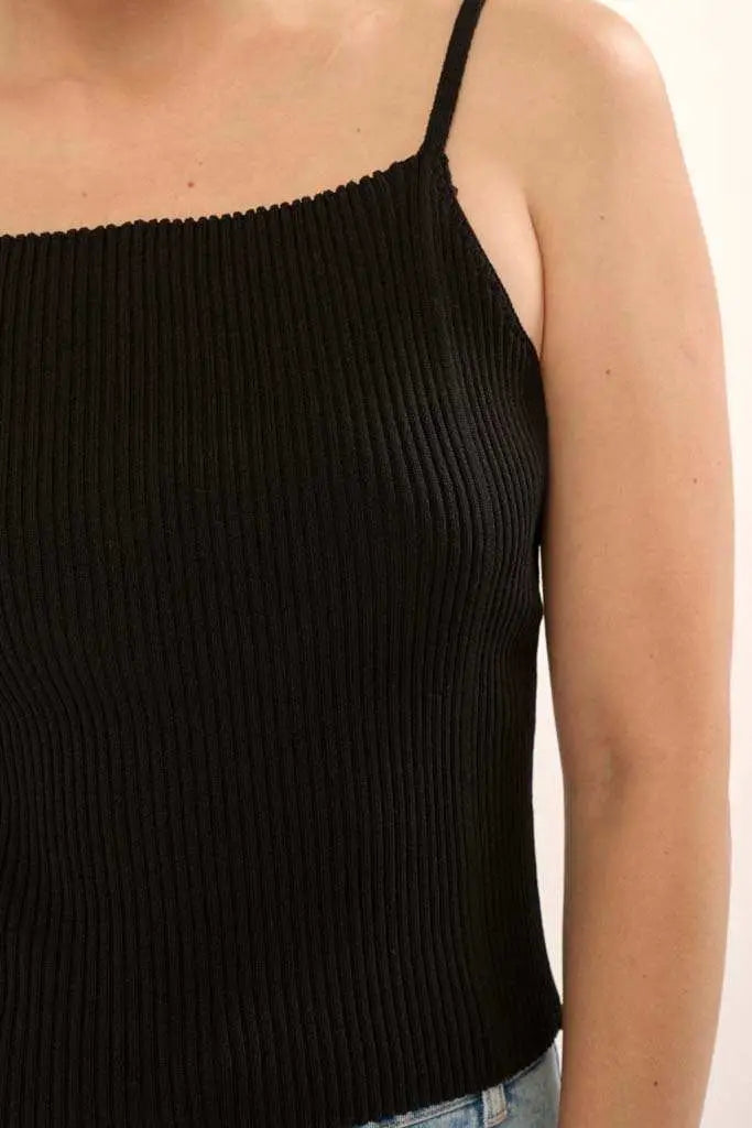 Shaper Fit Straight Neck Rib-Knit Cami Top