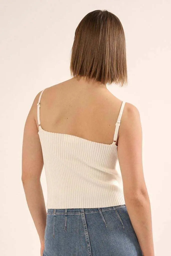 Shaper Fit Straight Neck Rib-Knit Cami Top