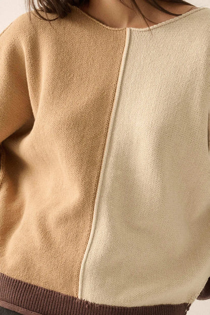 Color Scheme Colorblock Knit Boatneck Sweater