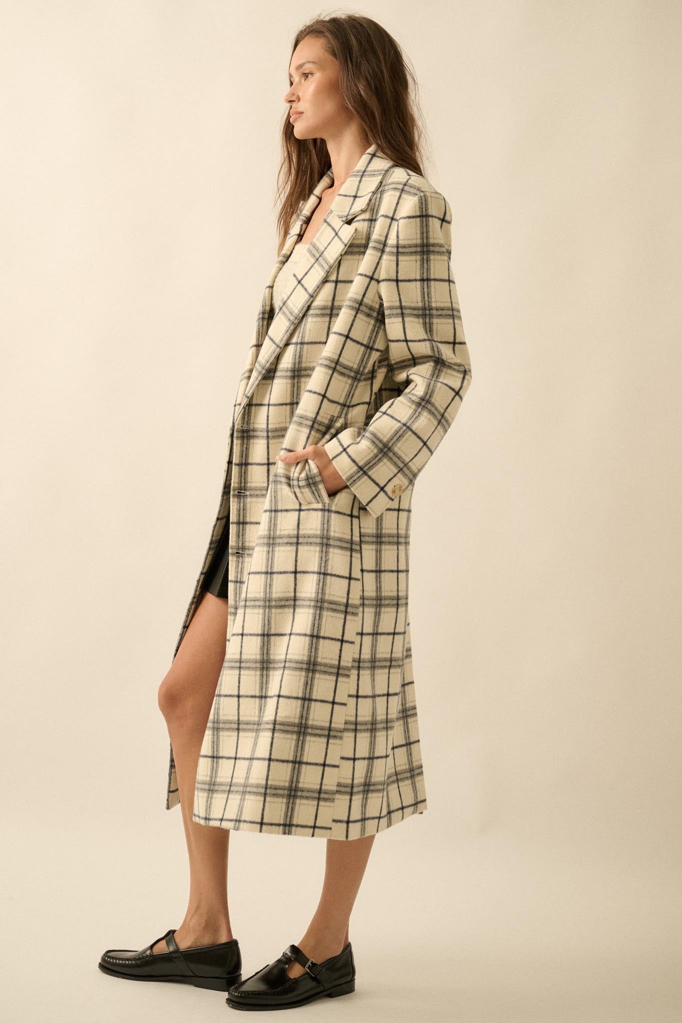 Checked Out Plaid Double-Breasted Overcoat