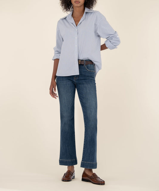 Kelsey High Rise Ankle Flare, Petite in Vibrant Wash