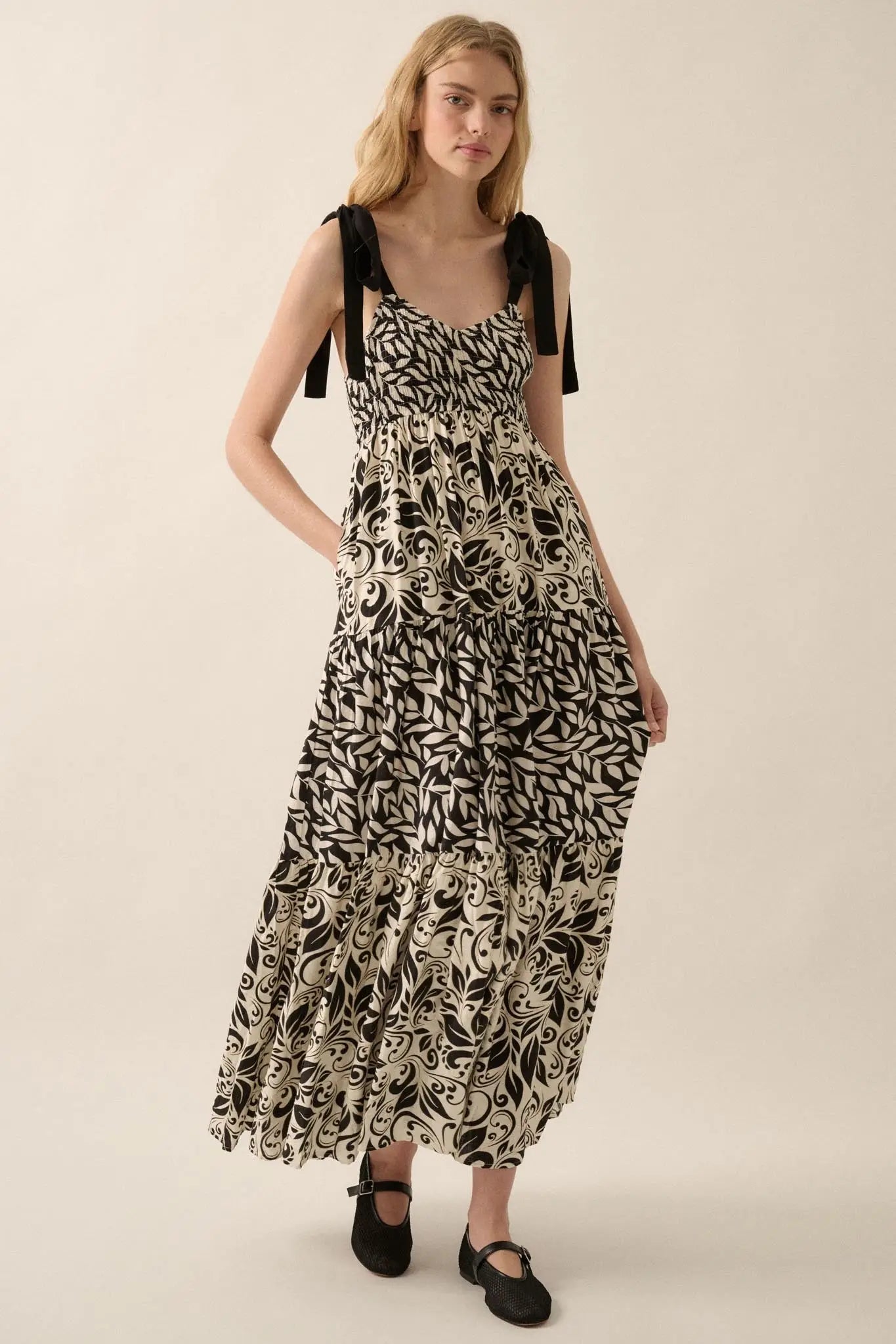 Grow Together Floral Colorblock Tiered Maxi Dress