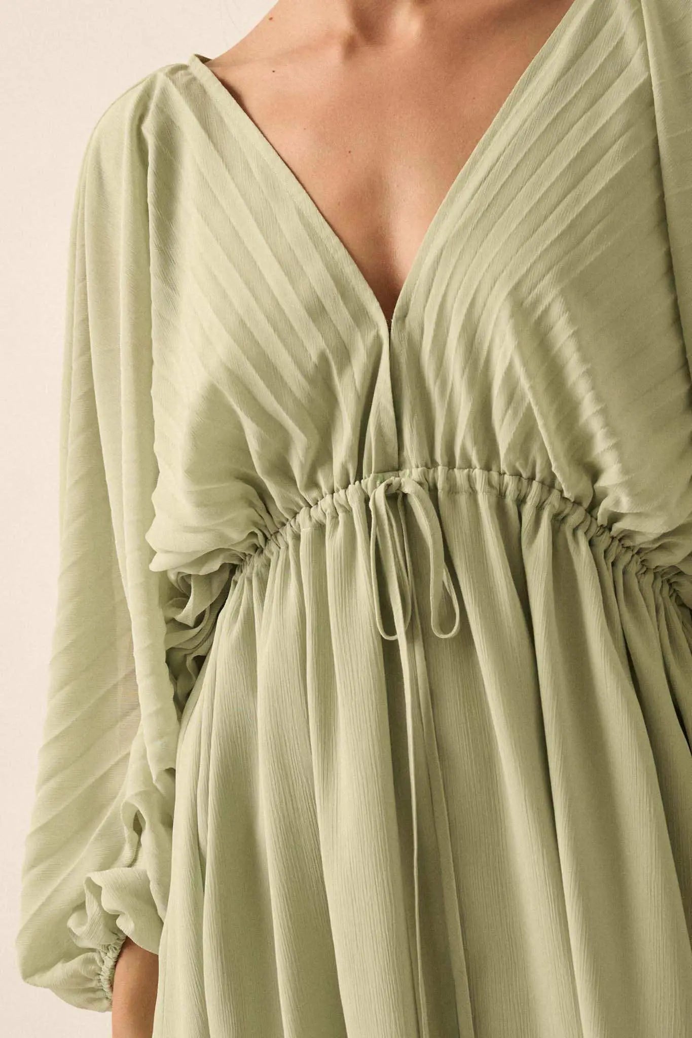 Ripple Effect Accordion Pleated Kimono Mini Dress