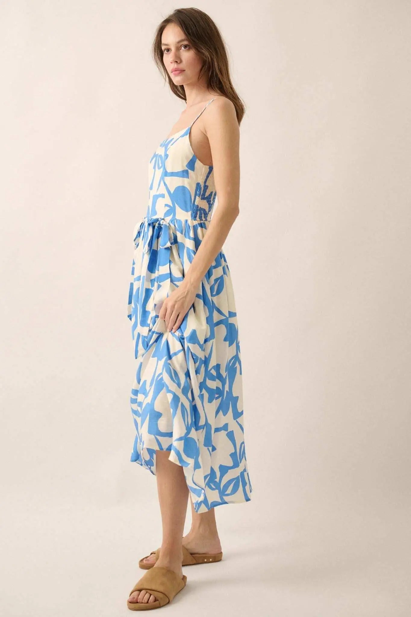 Bold Bouquet Abstract Floral Pocket Midi Dress