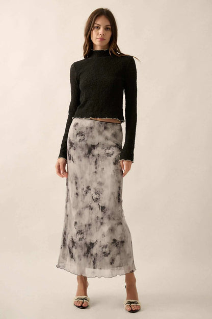 Smoke on the Water Tie-Dye Mesh Maxi Skirt