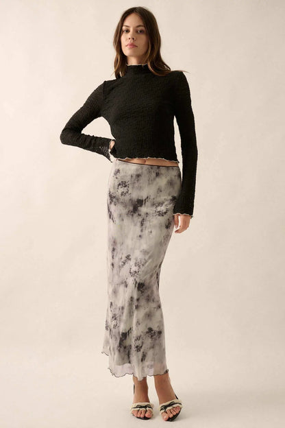 Smoke on the Water Tie-Dye Mesh Maxi Skirt