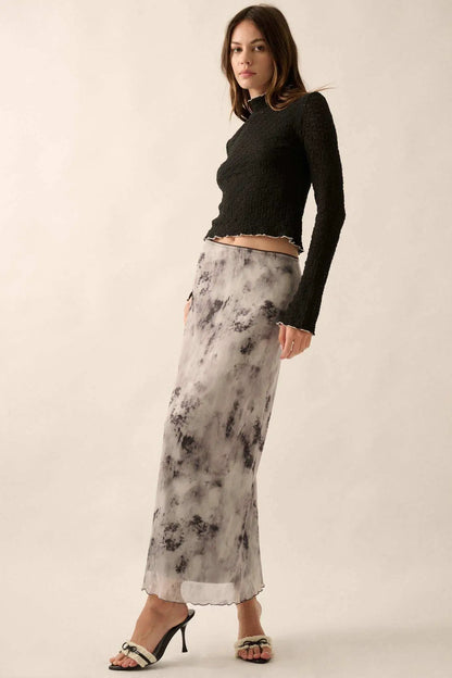 Smoke on the Water Tie-Dye Mesh Maxi Skirt