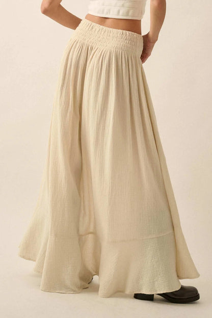 In the Wind Crinkle Cotton Button-Front Maxi Skirt