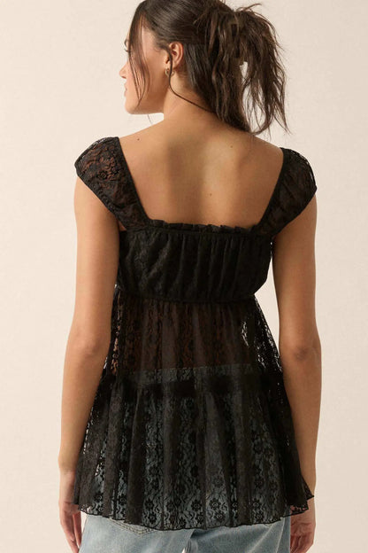 Purely Pretty Smocked Lace Babydoll Top
