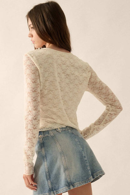 Something Sweet Floral Lace Keyhole Top