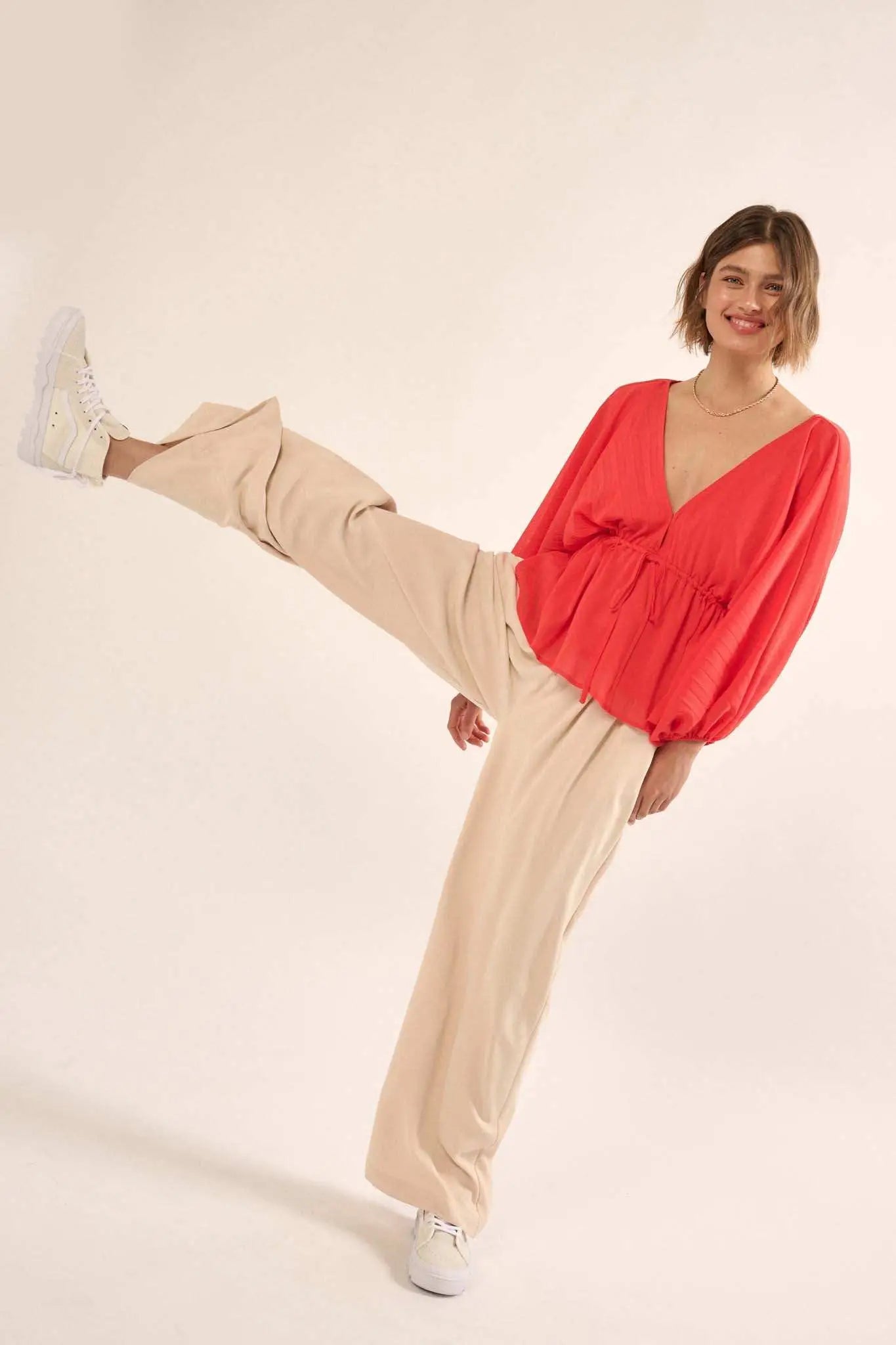 Made for Love Accordion Pleated Kimono Blouse