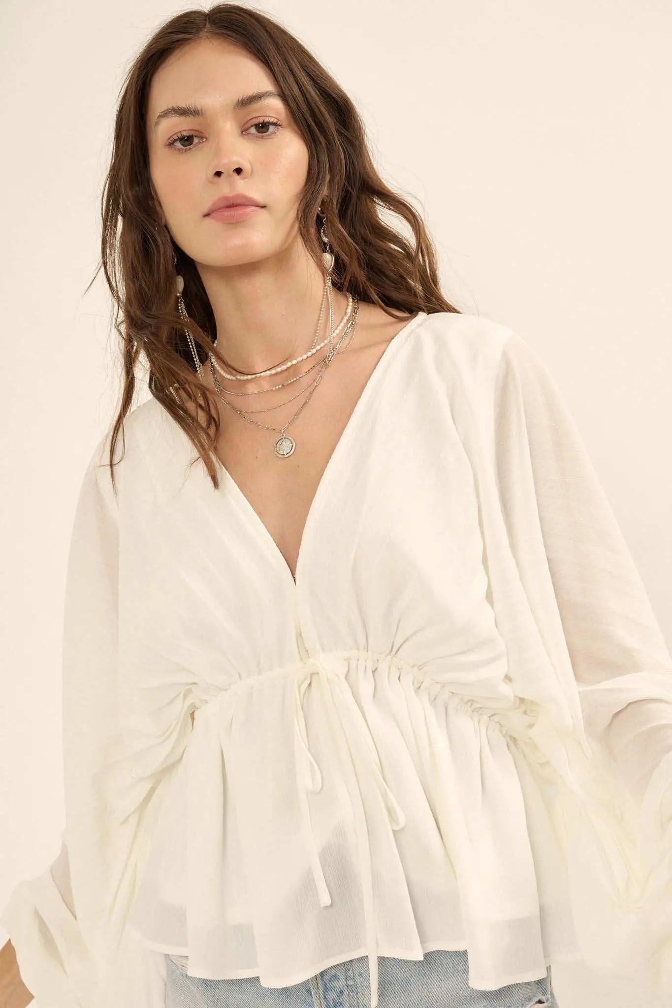 Made for Love Accordion Pleated Kimono Blouse