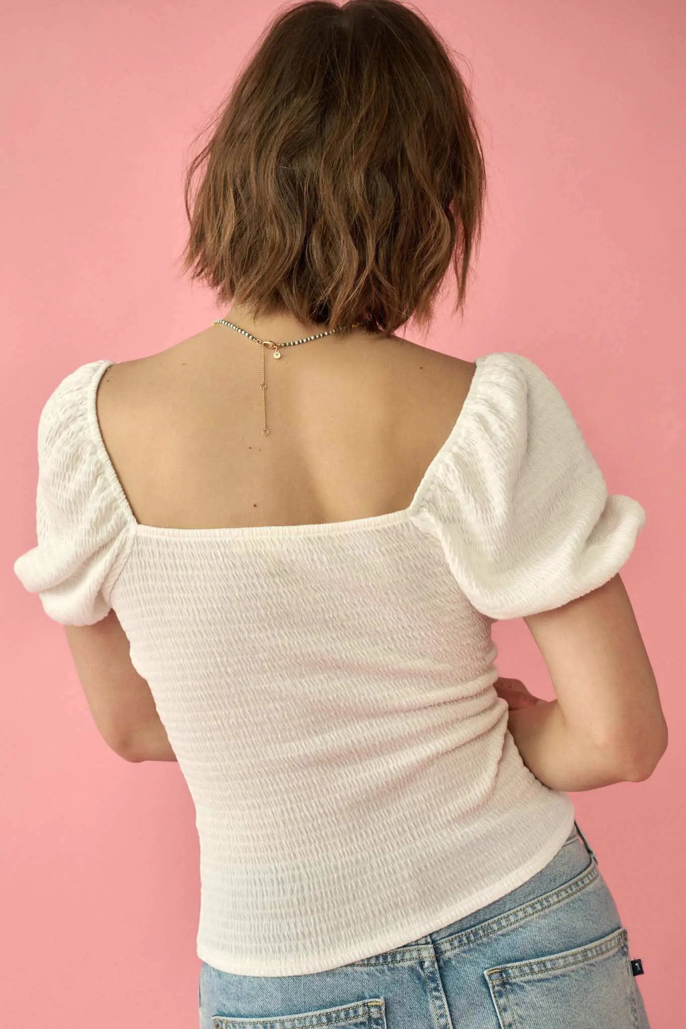 Promise the Label Smocked Jersey Peasant Top