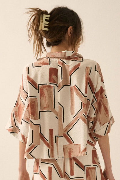 Hidden Realm Abstract-Print Pocket Camp Shirt