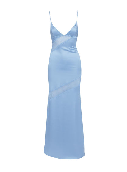 On Postcards Tie Split Maxi Dress Blue