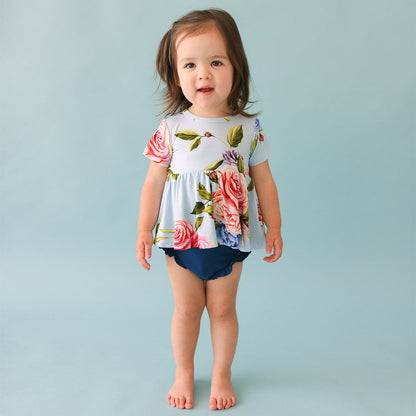 Country Rose Peplum Ruffled Bummie Set