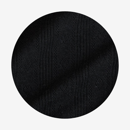 Black Pointelle Footie Ruffled Zippered One Piece