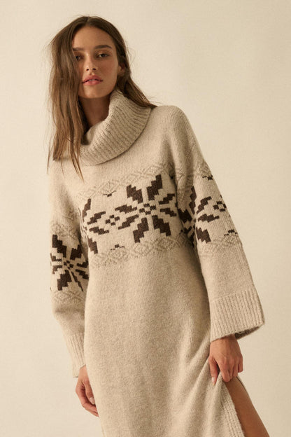 Mountain High Alpine-Knit Midi Sweater Dress