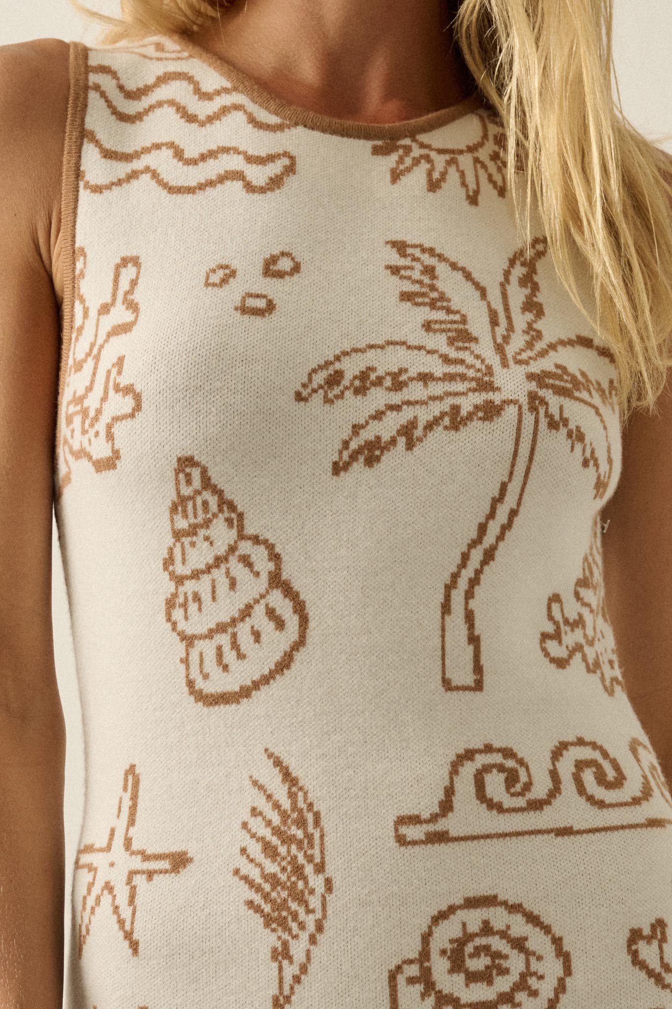 Beach Bliss Nautical Jacquard Midi Sweater Dress