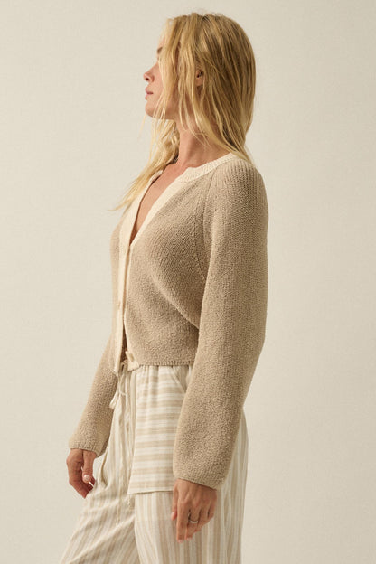 Meant to Be Contrast Knit Cropped Cardigan