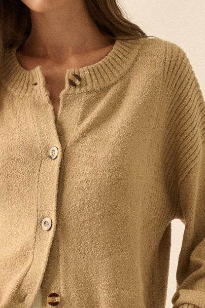 Promise the Label Textured Knit Buttoned Cardigan