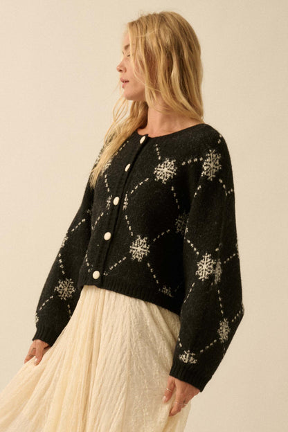 Soft as Snow Button-Front Snowflake Cardigan