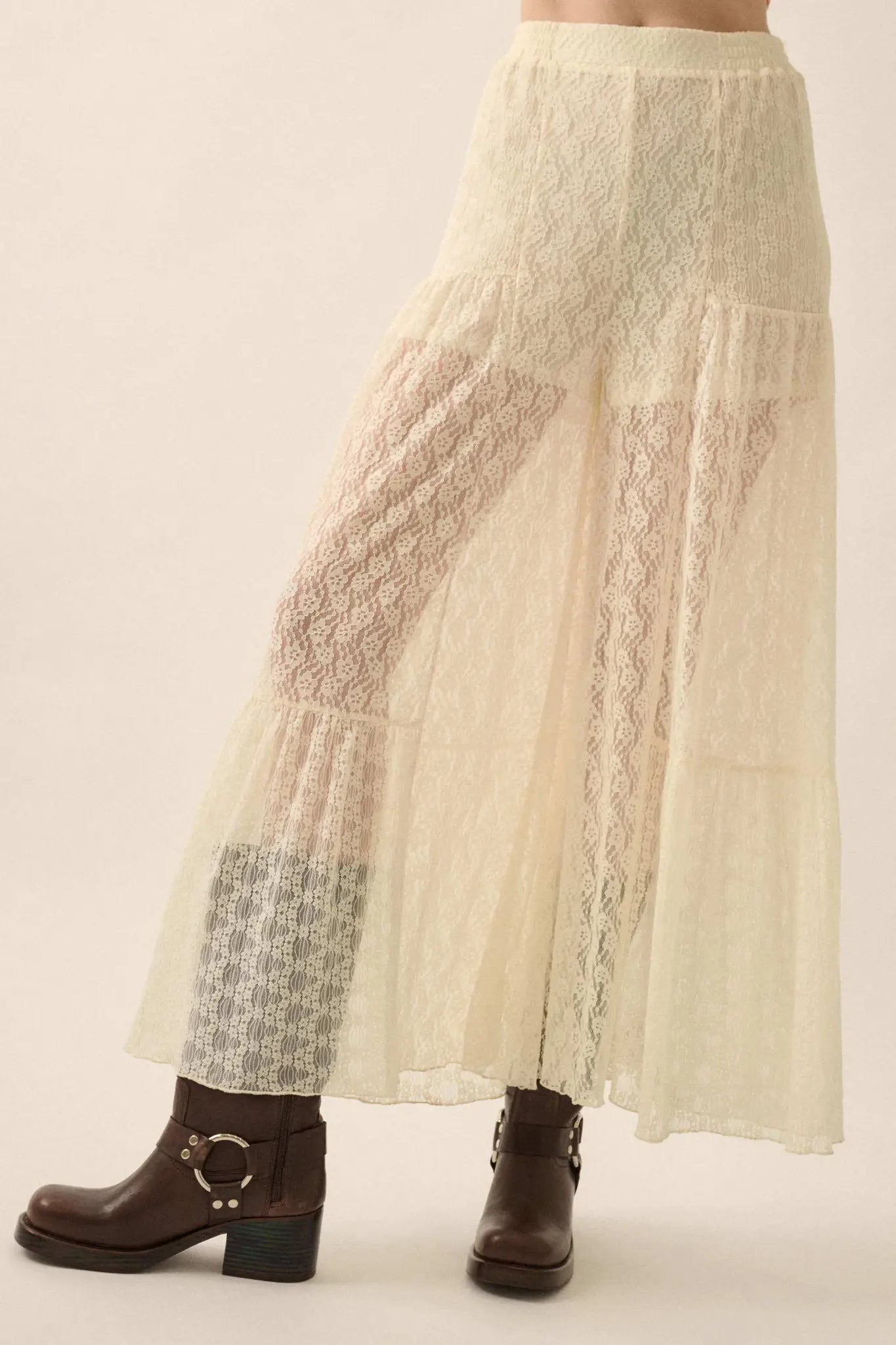 Dreamy Delight Floral Lace Ruffled Wide Leg Pants