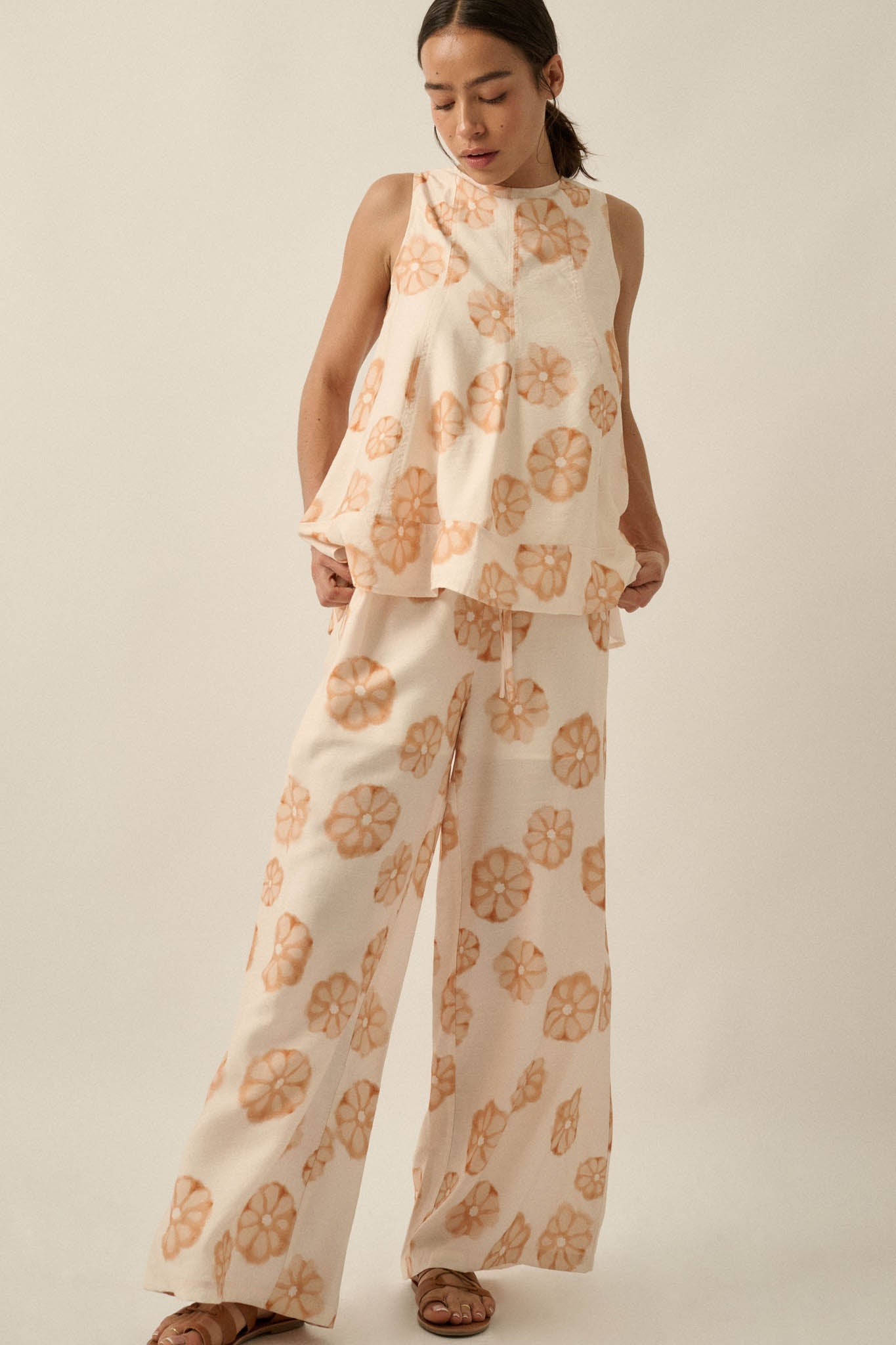 Delightful Days Floral Wide-Leg Drawstring Pants
