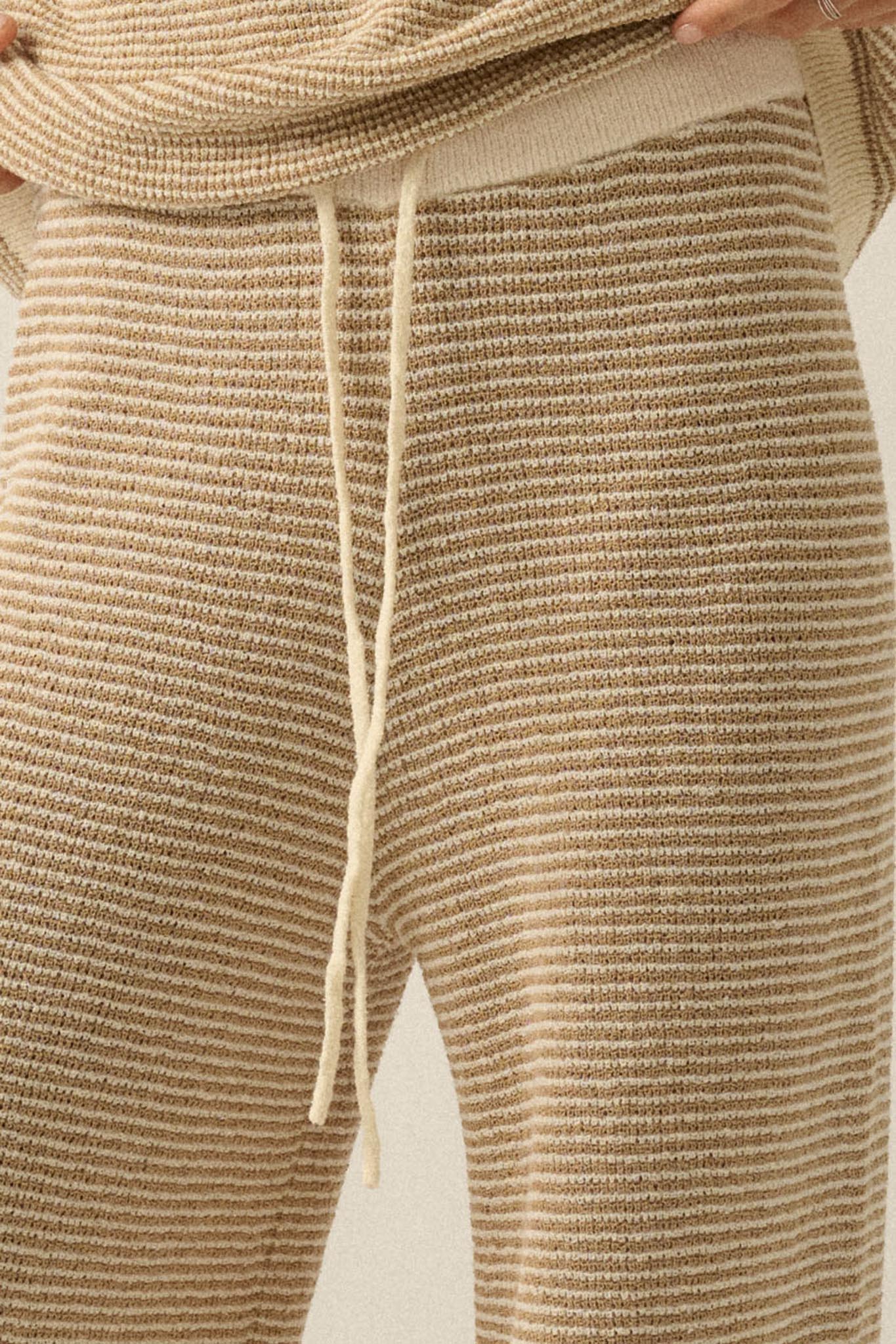 Blessed Day Striped Knit Drawstring Sweater Pants