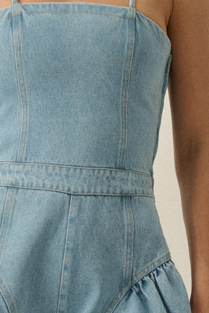 Good Jeans Denim Ruffled Wide-Leg Cami Romper