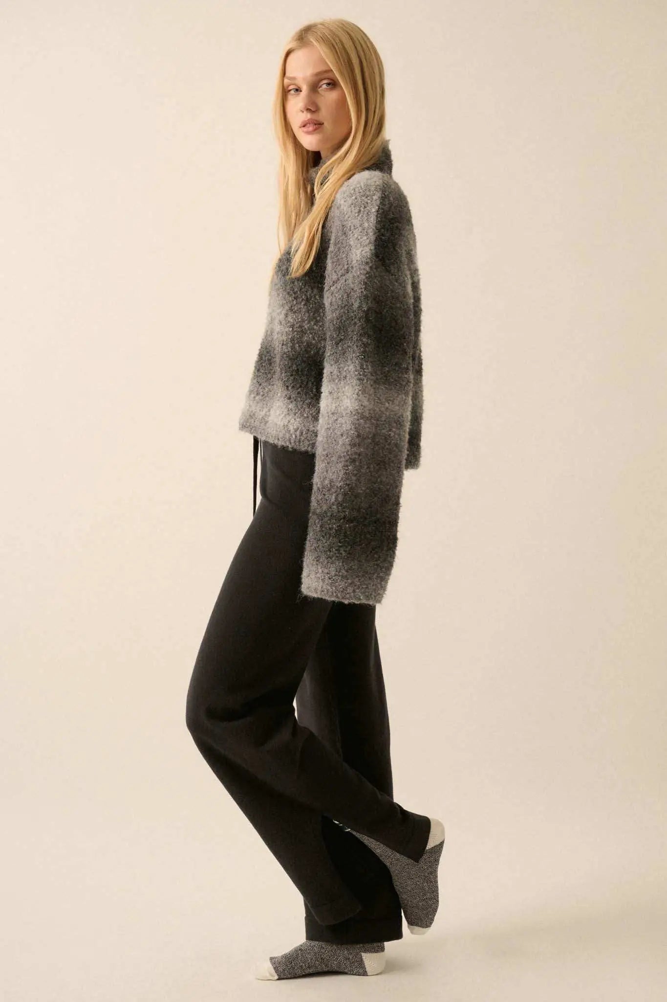 Promise the Label Brushed Knit Split-Hem Pants