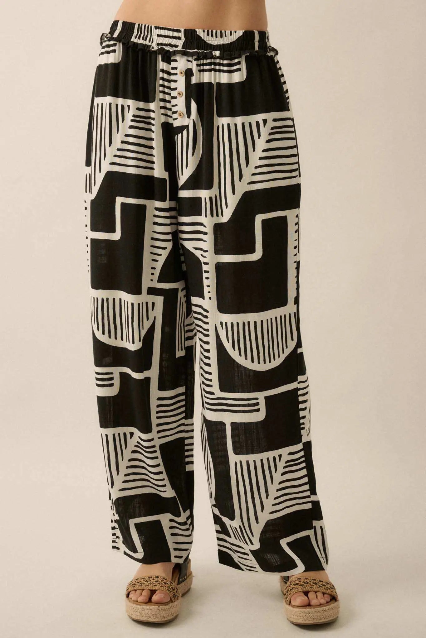Perfect Shape Geo-Print Wide-Leg Pants