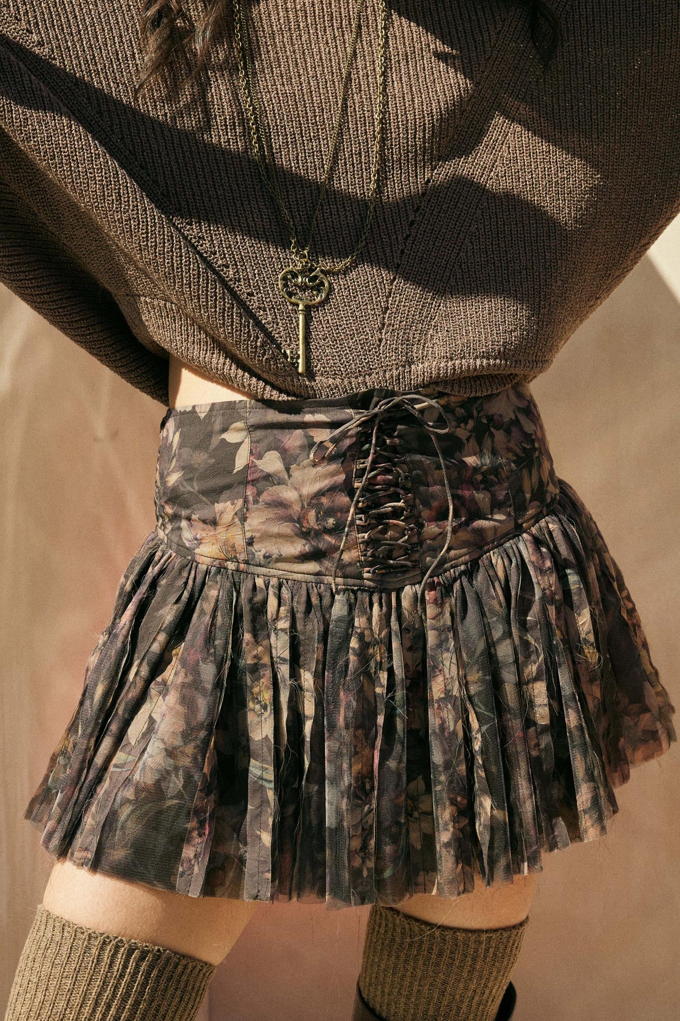 Blossoming Bliss Floral Drop-Waist Mini Skort