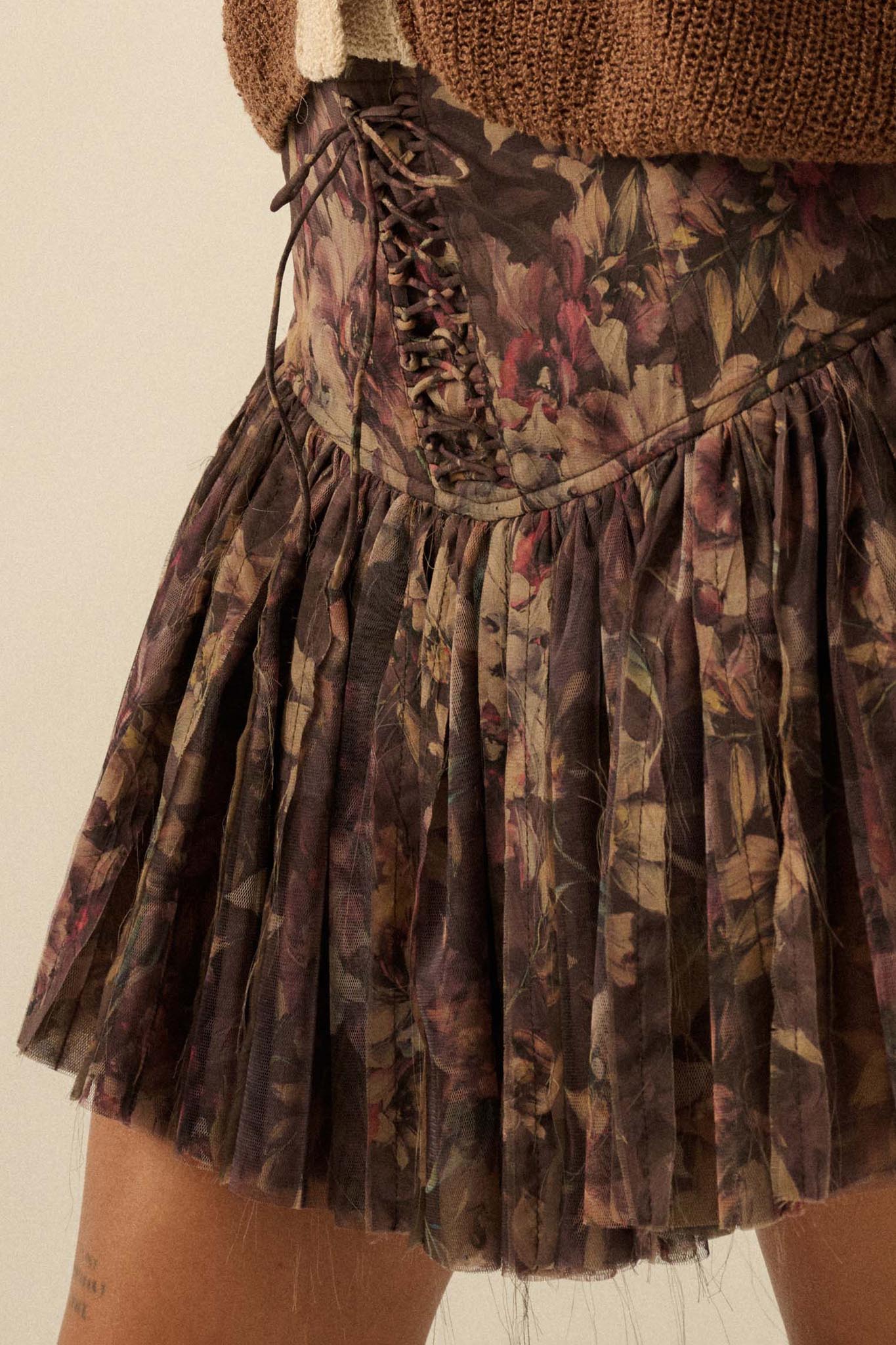 Blossoming Bliss Floral Drop-Waist Mini Skort