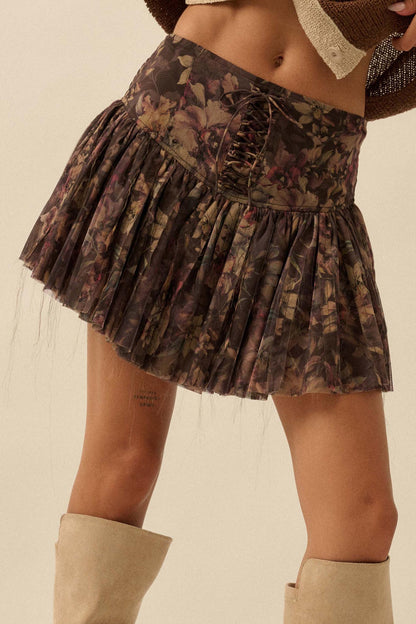 Blossoming Bliss Floral Drop-Waist Mini Skort