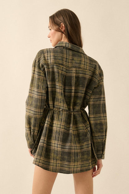 Hearth and Home Plaid Flannel Belted Shirt Romper