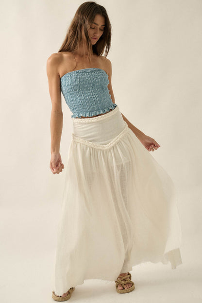Breath of Air Cotton Gauze Drop-Waist Maxi Skort