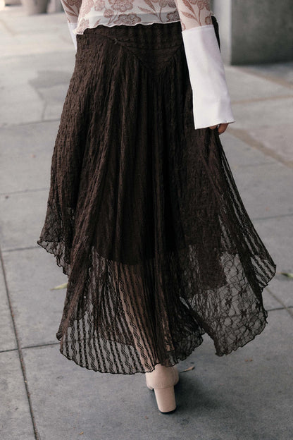 Just Divine Lace Drop-Waist Handkerchief Midi Skirt