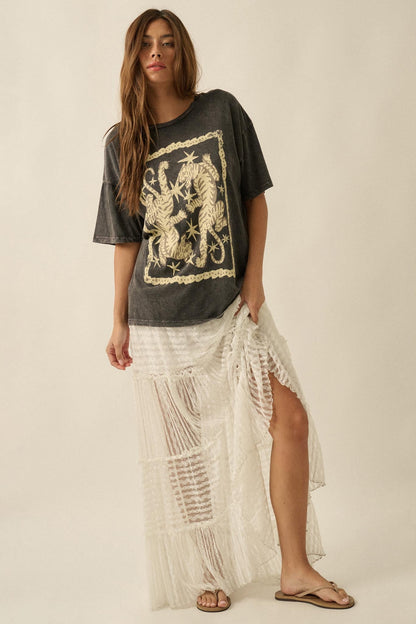 Dreaming of You Striped Lace Tiered Maxi Skirt
