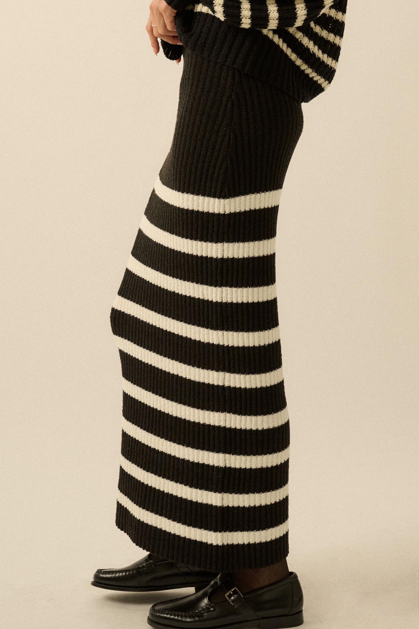 Promise the Label Striped Maxi Sweater Skirt