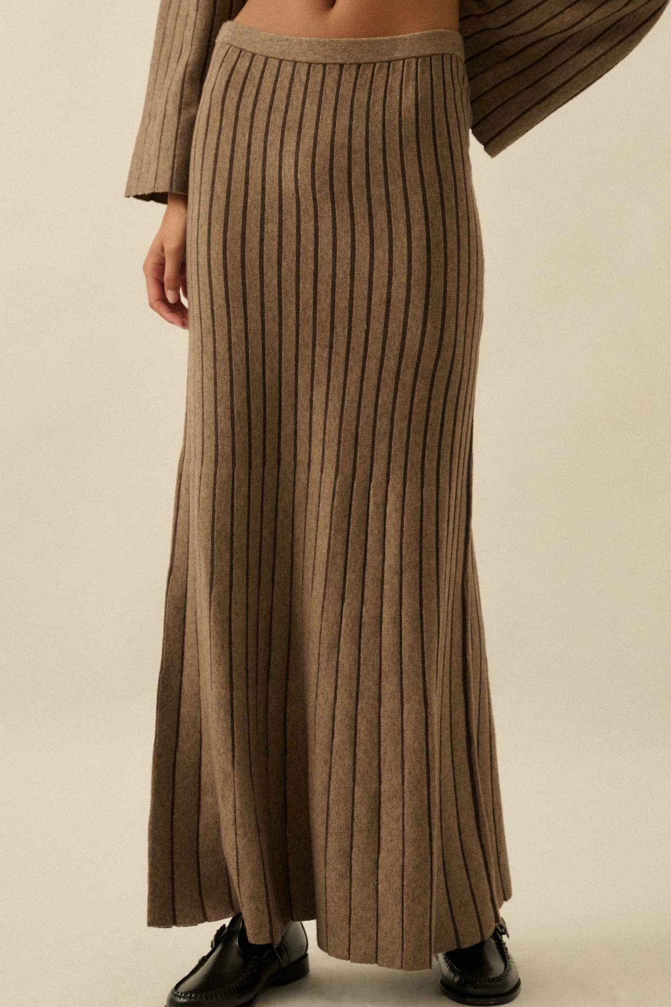 Next in Line Striped Mermaid Maxi Sweater Skirt