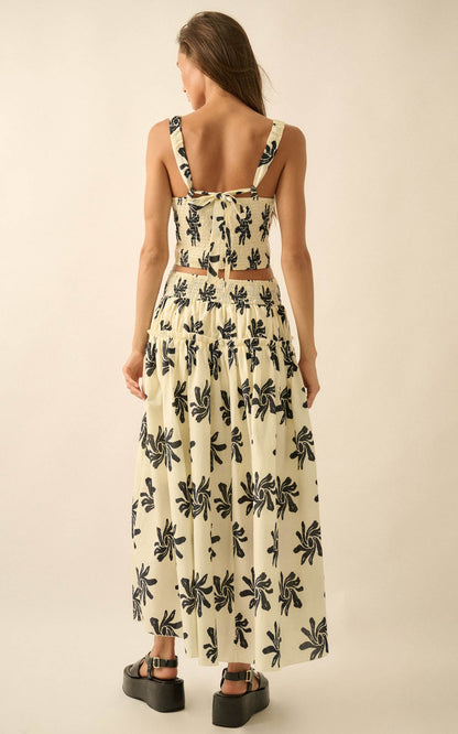 Garden Twirl Floral-Print Gathered Maxi Skirt