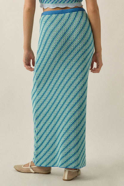Endless Summer Striped Crochet-Knit Maxi Skirt