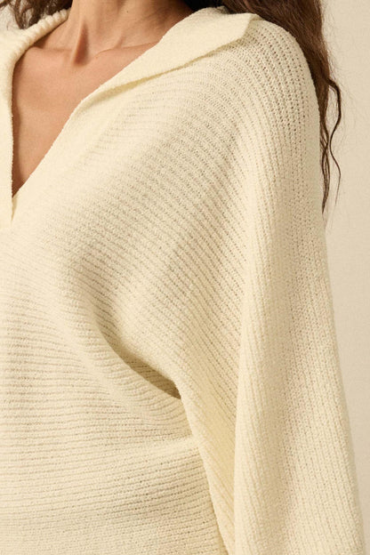 Promise the Label Rib-Knit Collared Sweater