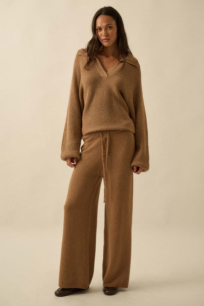 Promise the Label Rib-Knit Collared Sweater