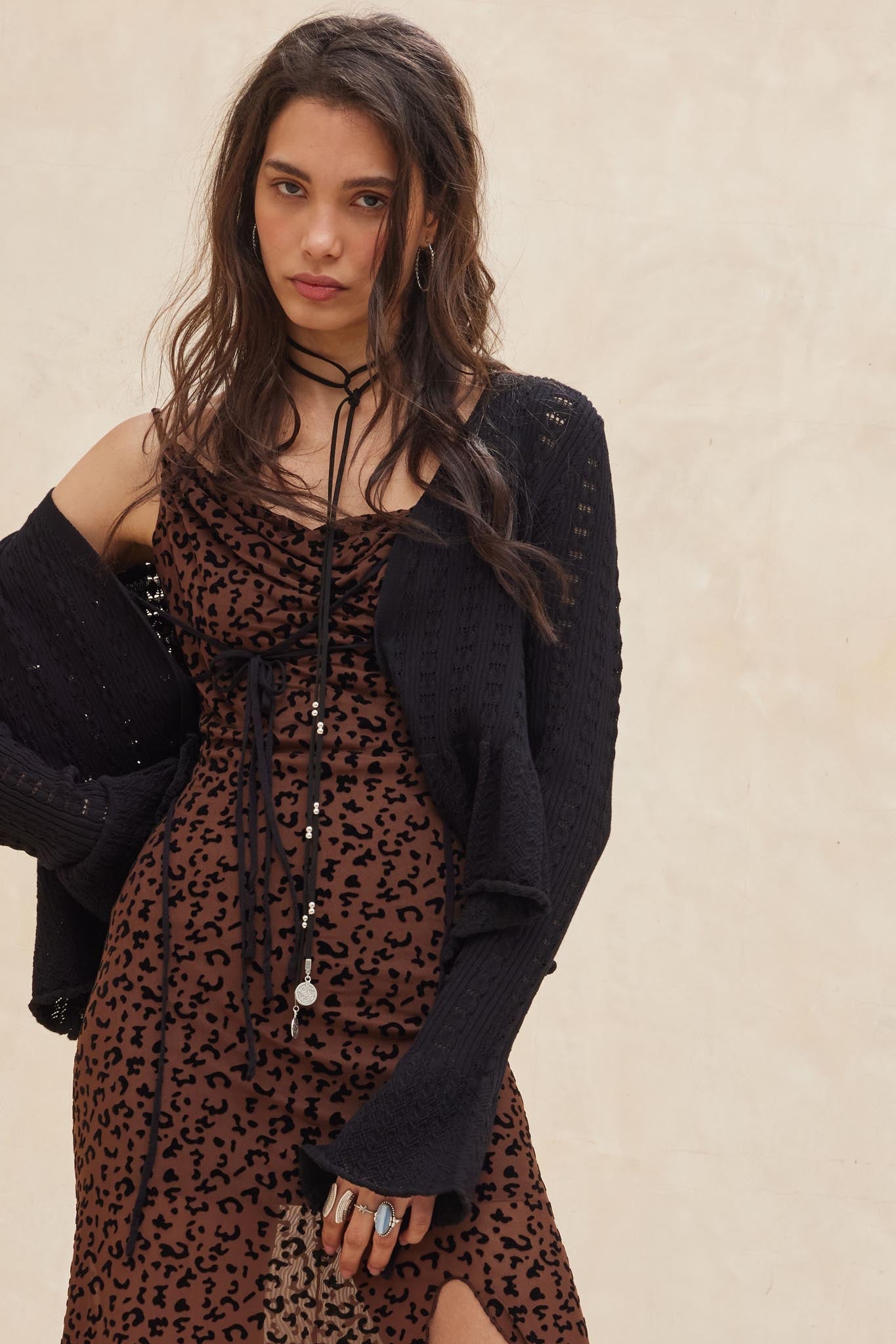 On My Way Pointelle Rib-Knit Peplum Cardigan