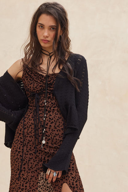 On My Way Pointelle Rib-Knit Peplum Cardigan