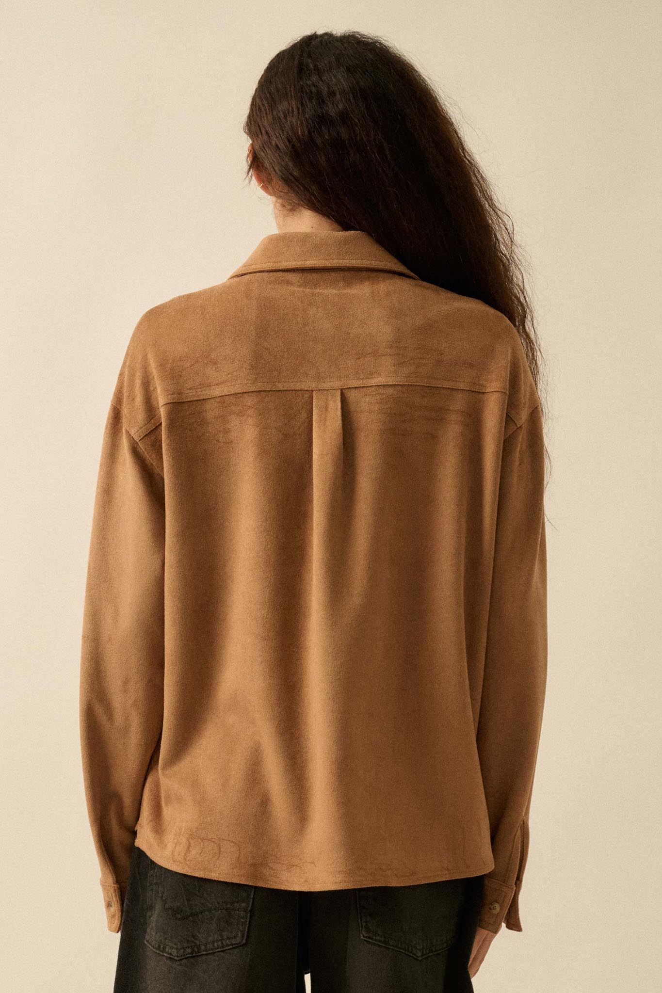 Soft Launch Vegan Suede Button-Up Shirt
