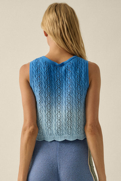 Fading Light Ombre Crochet-Knit Tie-Front Vest